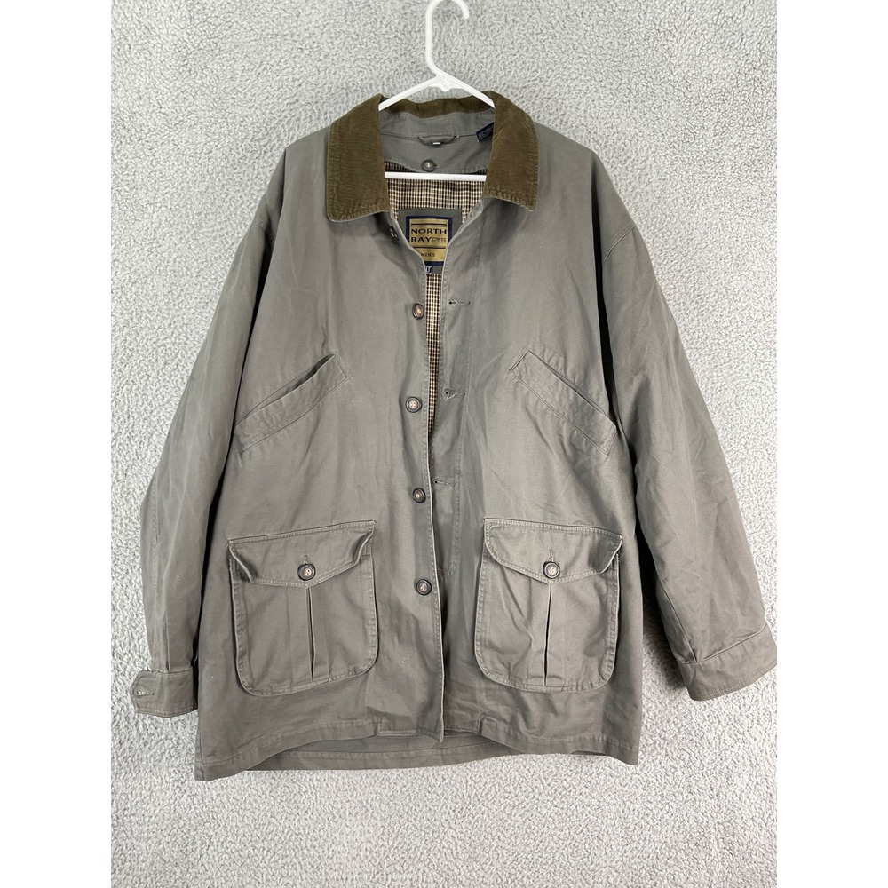 North Bay Chore Jacket Mens LT Olive Corduroy Collar Barn Coat Oudoor Utiity
